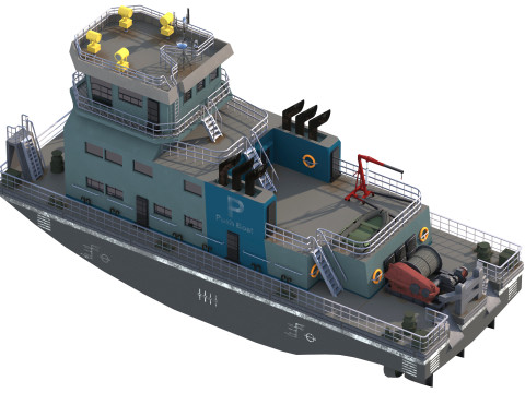 港口拖船长 3D 模型