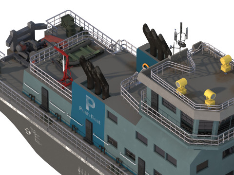 港口拖船长 3D 模型