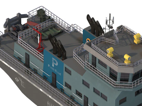 Harbor Tug boat long 3D Model