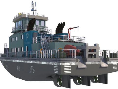 Harbor Tug boat long 3D Model
