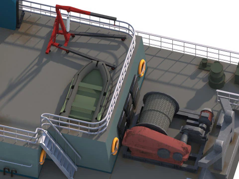 Harbor Tug boat long 3D Model