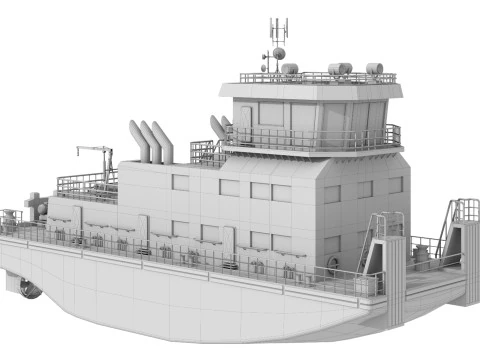 Harbor Tug boat long 3D Model