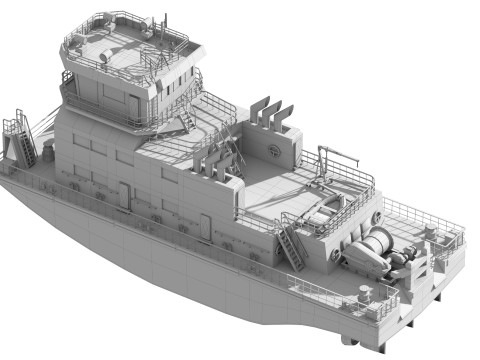 港口拖船长 3D 模型