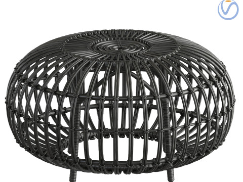 Pouf Black rotin OTTOMAN de Sika Design 3D Model