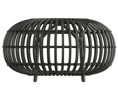 Pouf Black rotin OTTOMAN de Sika Design 3D Model