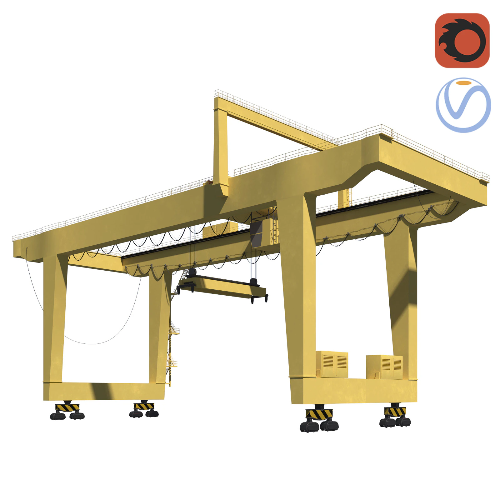 Harbor RTG Gantry crane 04 3D Model .c4d .max .obj .3ds .fbx .stl .blend 