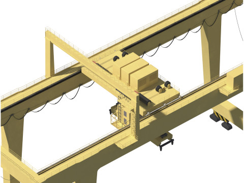 Harbor RTG Gantry crane 04 3D Model