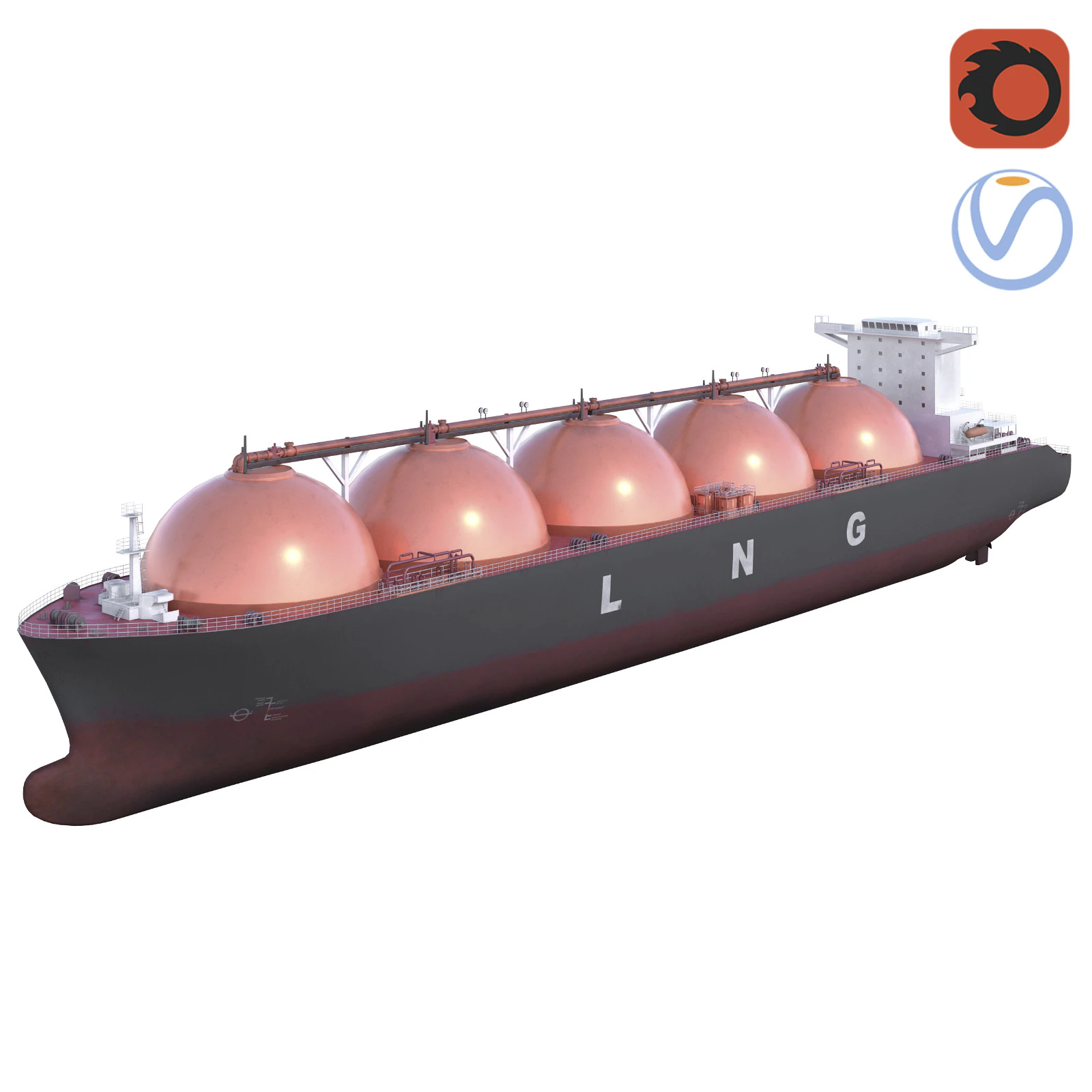 LNG Tanker Cargo Tanker Gas Carrier ship 3D Model .c4d .max .obj .3ds .fbx .stl .blend