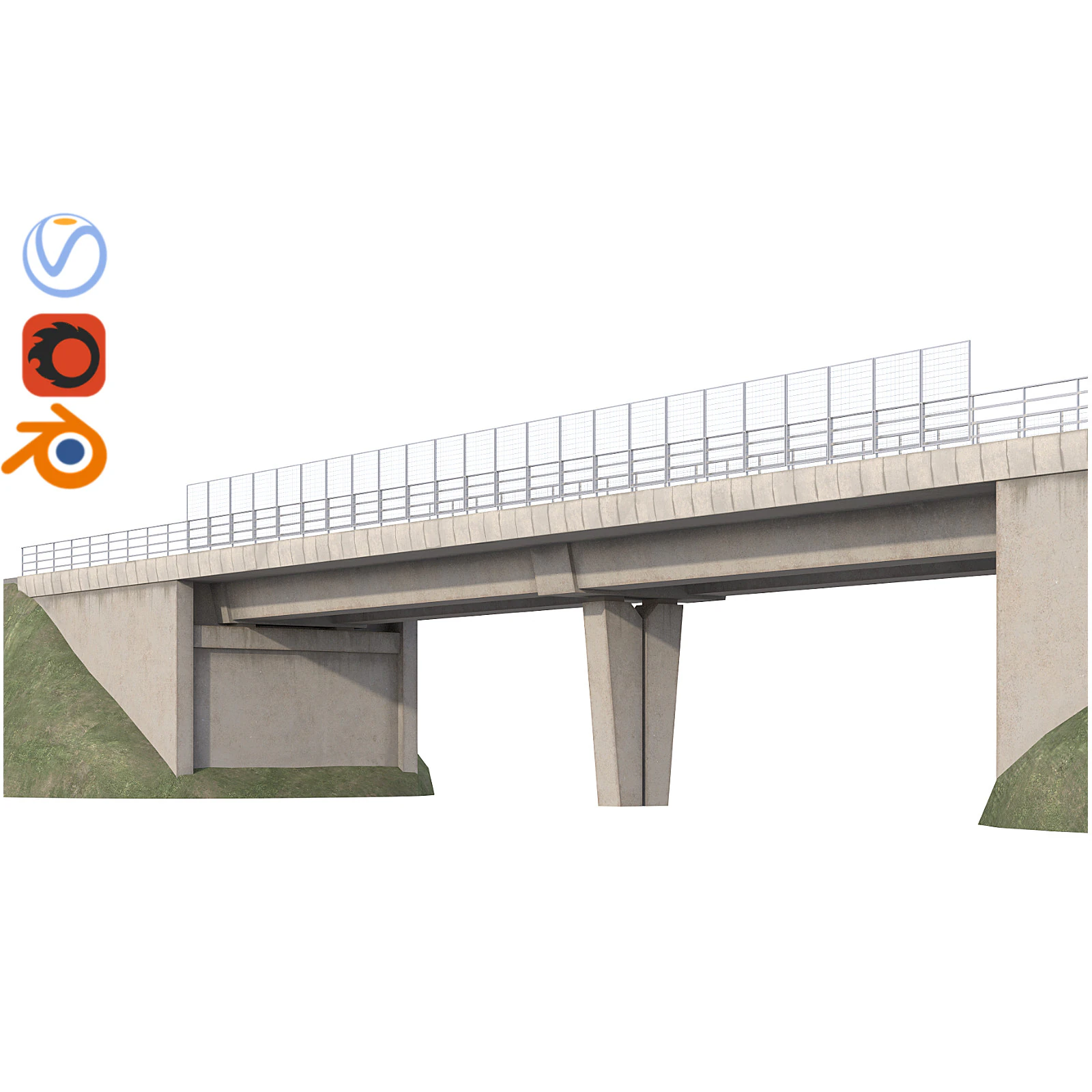 Bridge concrete under the road 3D Model .c4d .max .obj .3ds .fbx .stl .blend 
