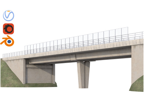 Concreto de ponte sob a estrada Modelo 3D