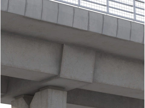 Bridge concrete under the road 3D Model
