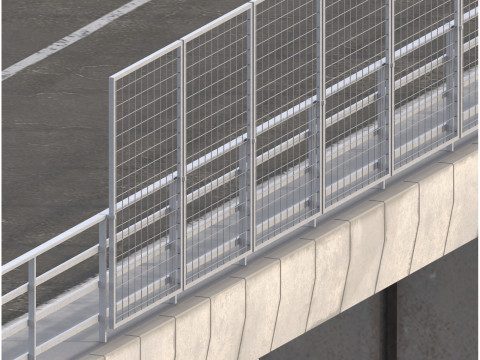 道路の下の橋のコンクリート 3Dモデル