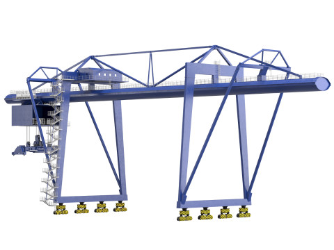 Контейнерный козловой грузовой кран RTG 3D Модель