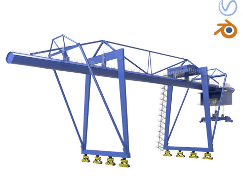 Container RTG Gantry Cargo Crane 3D Model