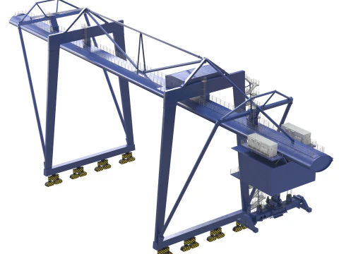 Container RTG Gantry Cargo Crane 3D Model