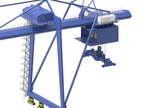 Container RTG Gantry Cargo Crane 3D Model