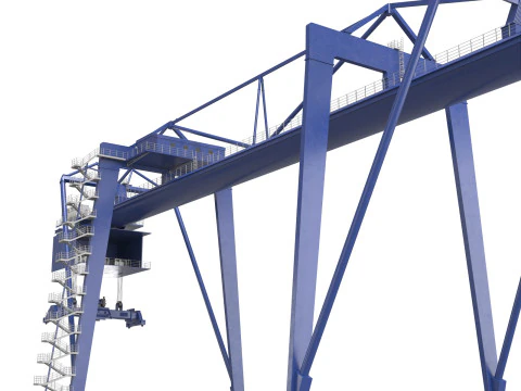 Container RTG Gantry Cargo Crane 3D Model