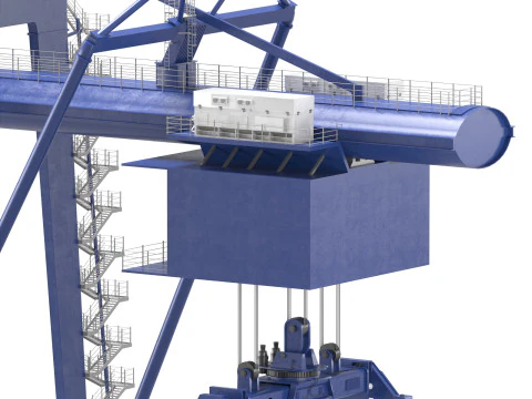 Container RTG Gantry Cargo Crane 3D Model