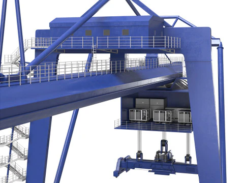 Container RTG Gantry Cargo Crane 3D Model
