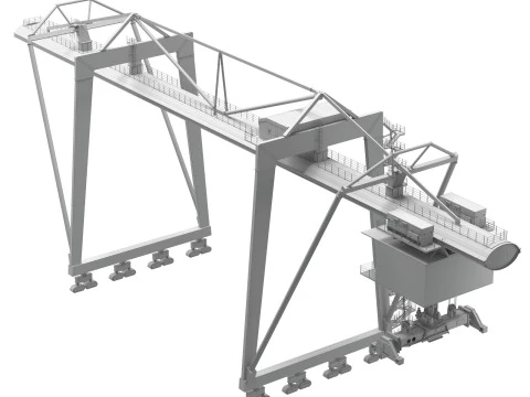 Container RTG Gantry Cargo Crane 3D Model