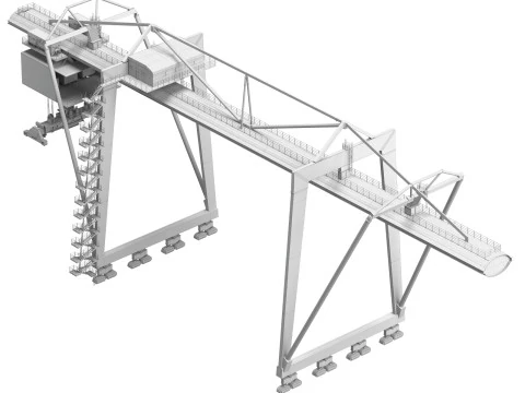 Container RTG Gantry Cargo Crane 3D Model