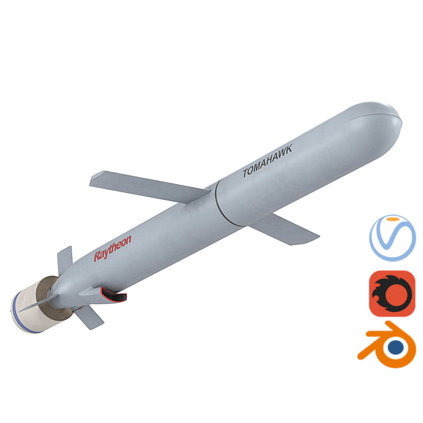 Tomahawk Land Attack Cruise Missile Rocket Block V 3D Model .c4d .max .obj .3ds .fbx .stl .blend 