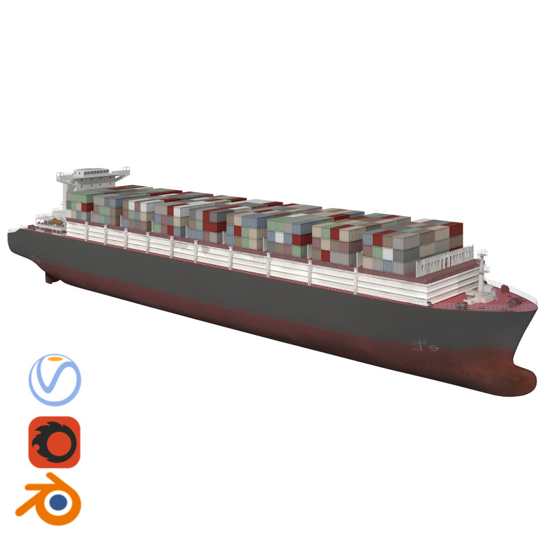 货运集装箱船详细 Lowpoly 082 AP 3D 模型 .c4d .max .obj .3ds .fbx .stl .blend