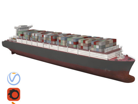 Грузовой контейнеровоз подробно Lowpoly 082 AP 3D Модель