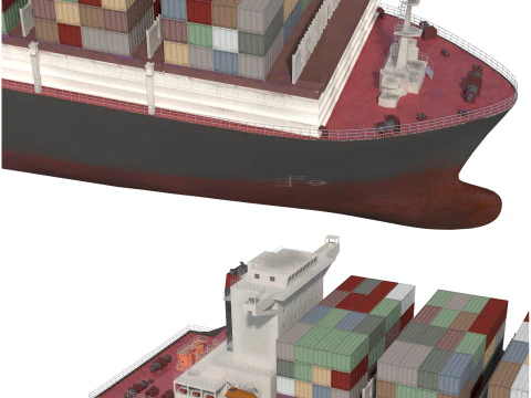 Nave portacontainer da carico dettagliata Lowpoly 082 AP Modello 3D