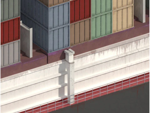 Nave portacontainer da carico dettagliata Lowpoly 082 AP Modello 3D