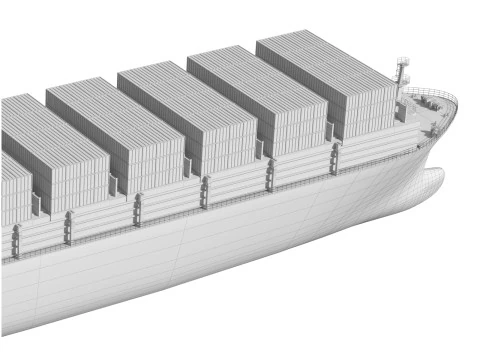 Nave portacontainer da carico dettagliata Lowpoly 082 AP Modello 3D