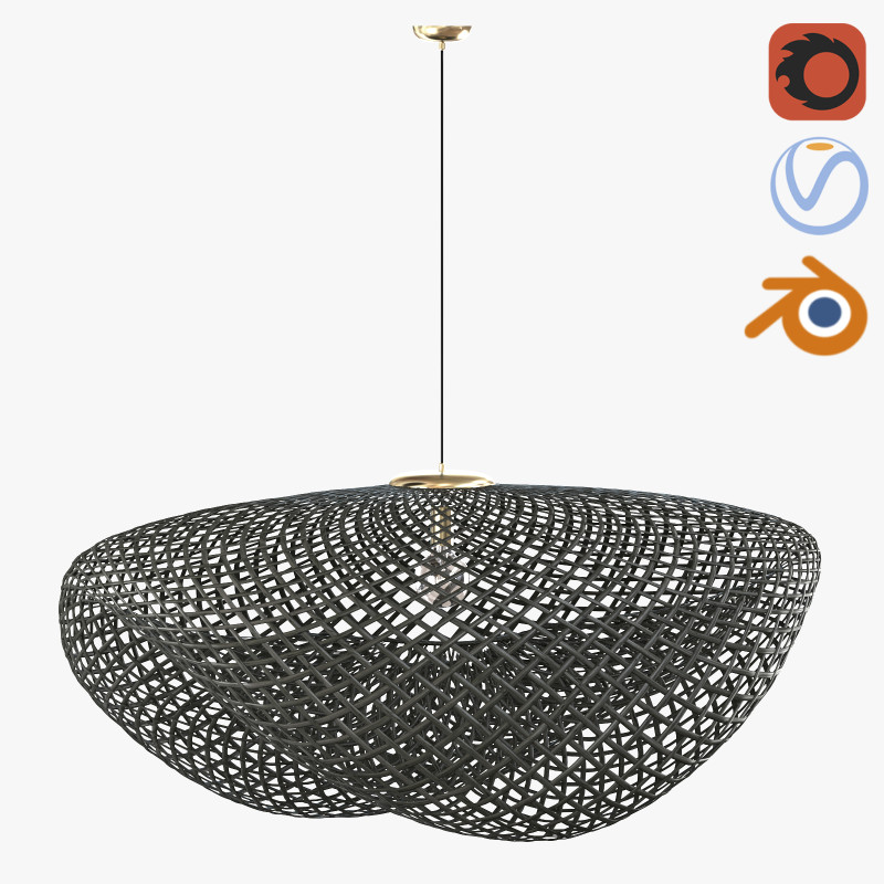Czarna lampa wisząca Vertigo z rattanu bambusowego Model 3D .c4d .max .obj .3ds .fbx .stl .blend 