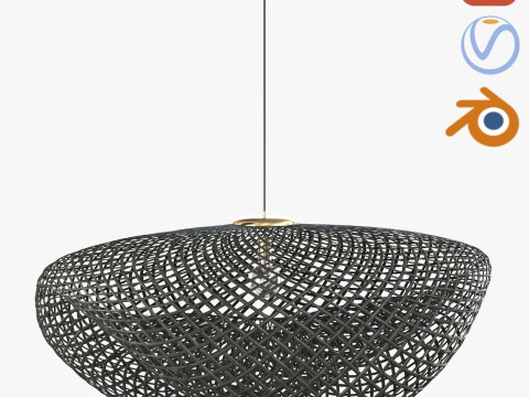 Black Vertigo Bamboo Rattan Pendant Lamp 3D Model
