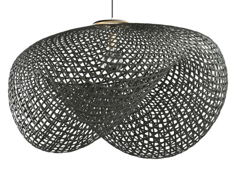 Czarna lampa wisząca Vertigo z rattanu bambusowego Model 3D