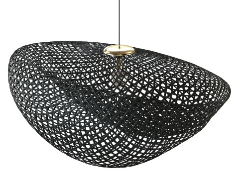 Czarna lampa wisząca Vertigo z rattanu bambusowego Model 3D