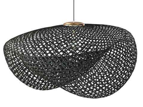 Czarna lampa wisząca Vertigo z rattanu bambusowego Model 3D