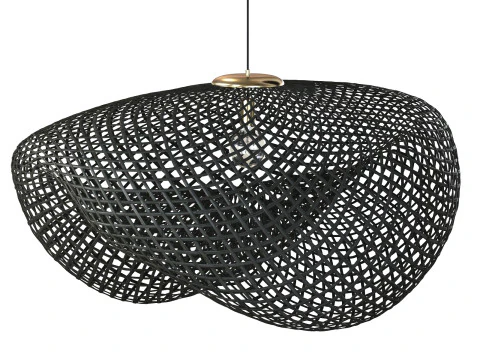 Black Vertigo Bamboo Rattan Pendant Lamp 3D Model