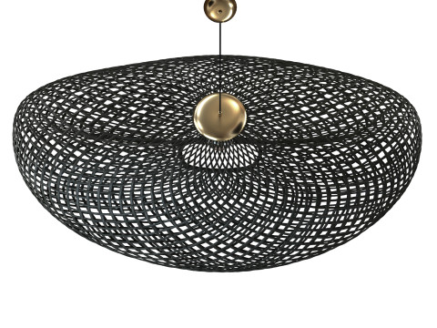 Czarna lampa wisząca Vertigo z rattanu bambusowego Model 3D