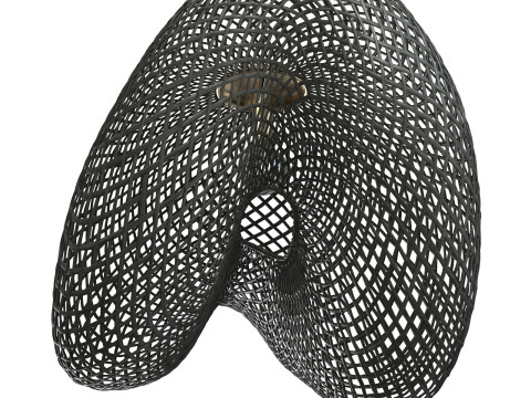 Czarna lampa wisząca Vertigo z rattanu bambusowego Model 3D