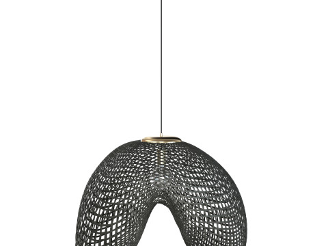 Czarna lampa wisząca Vertigo z rattanu bambusowego Model 3D