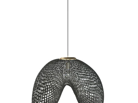 Black Vertigo Bamboo Rattan Pendant Lamp 3D Model
