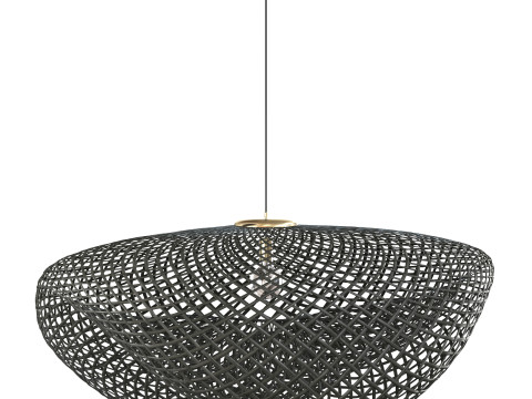 Czarna lampa wisząca Vertigo z rattanu bambusowego Model 3D