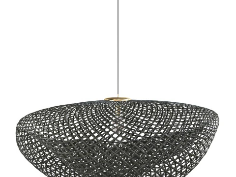 Black Vertigo Bamboo Rattan Pendant Lamp 3D Model