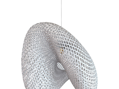 Czarna lampa wisząca Vertigo z rattanu bambusowego Model 3D