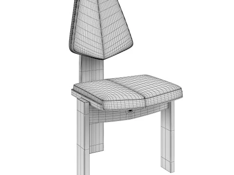 Brutalist Chair Blue Velvet Upholstery 3D Model