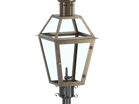 French Quarter Post Mount Gas Lantern 3D Model