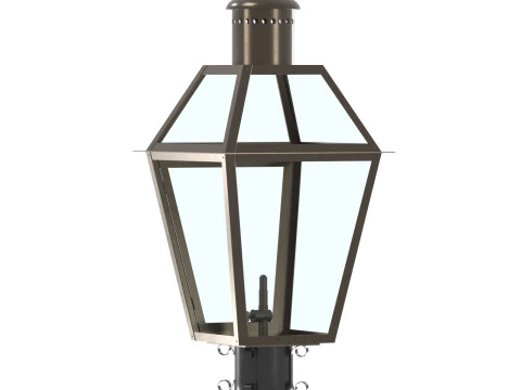 French Quarter Post Mount Gas Lantern 3D Model