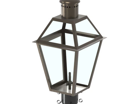 French Quarter Post Mount Gas Lantern 3D Model