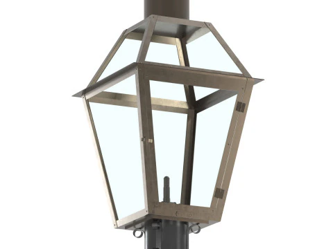 French Quarter Post Mount Gas Lantern 3D Model