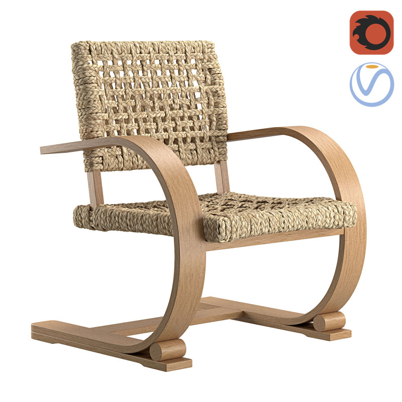 Bali Stuhl U-förmig, helle Eiche 3D Modell .c4d .max .obj .3ds .fbx .stl .blend